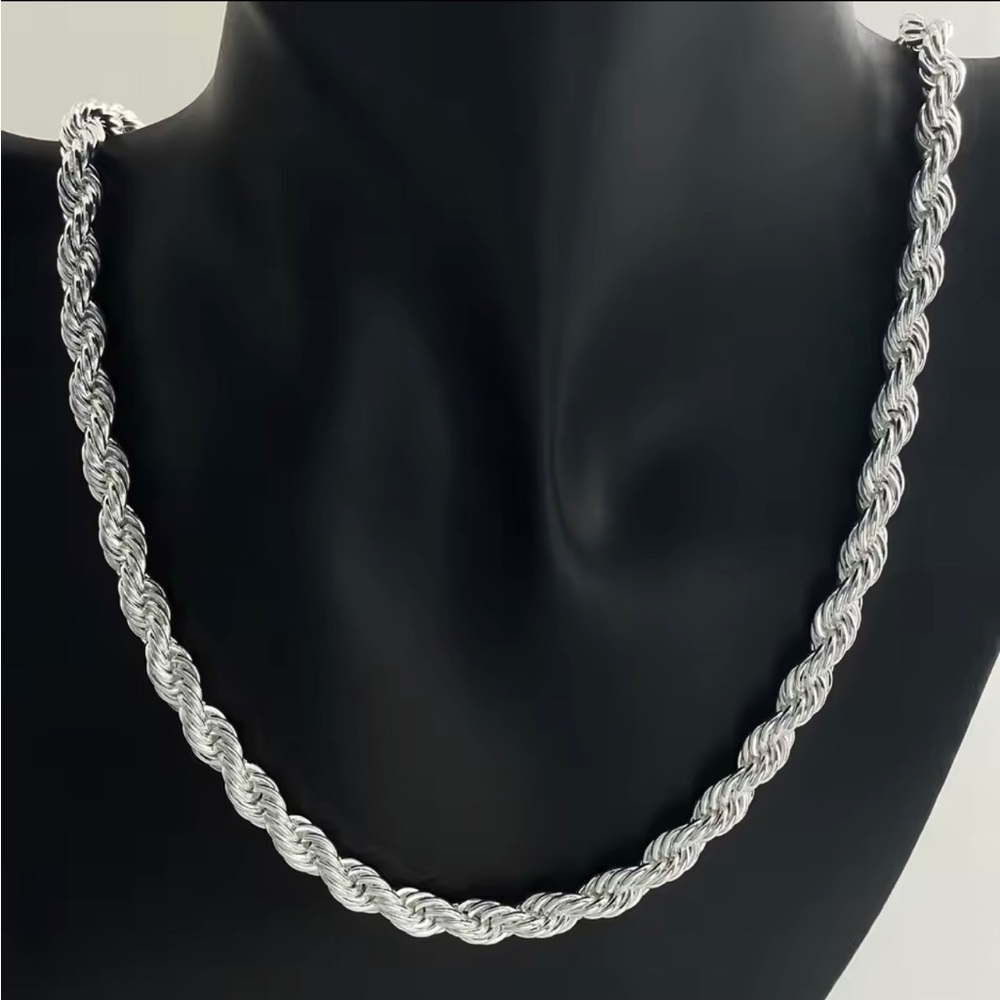 24” Sterling Silver Twisted Rope Chain Necklace